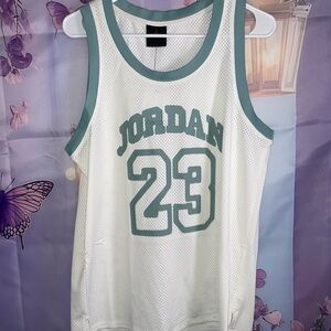 Jordan Women's White Mesh Jersey with Sage-Green Trim